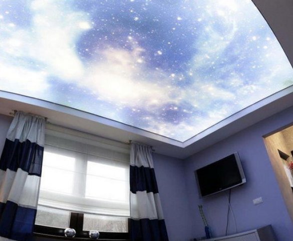 Натяжной потолок с фотопечатью ночное небо