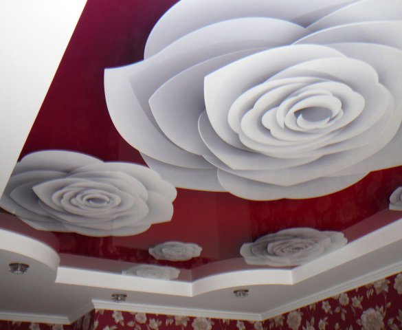 Арт потолок розы