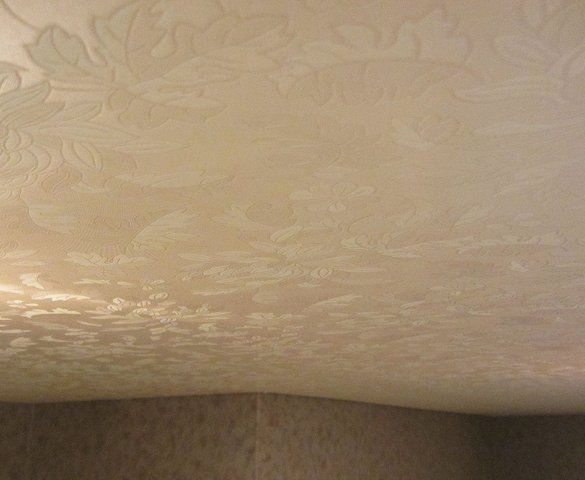 Тканевый натяжной потолок рисунок листья